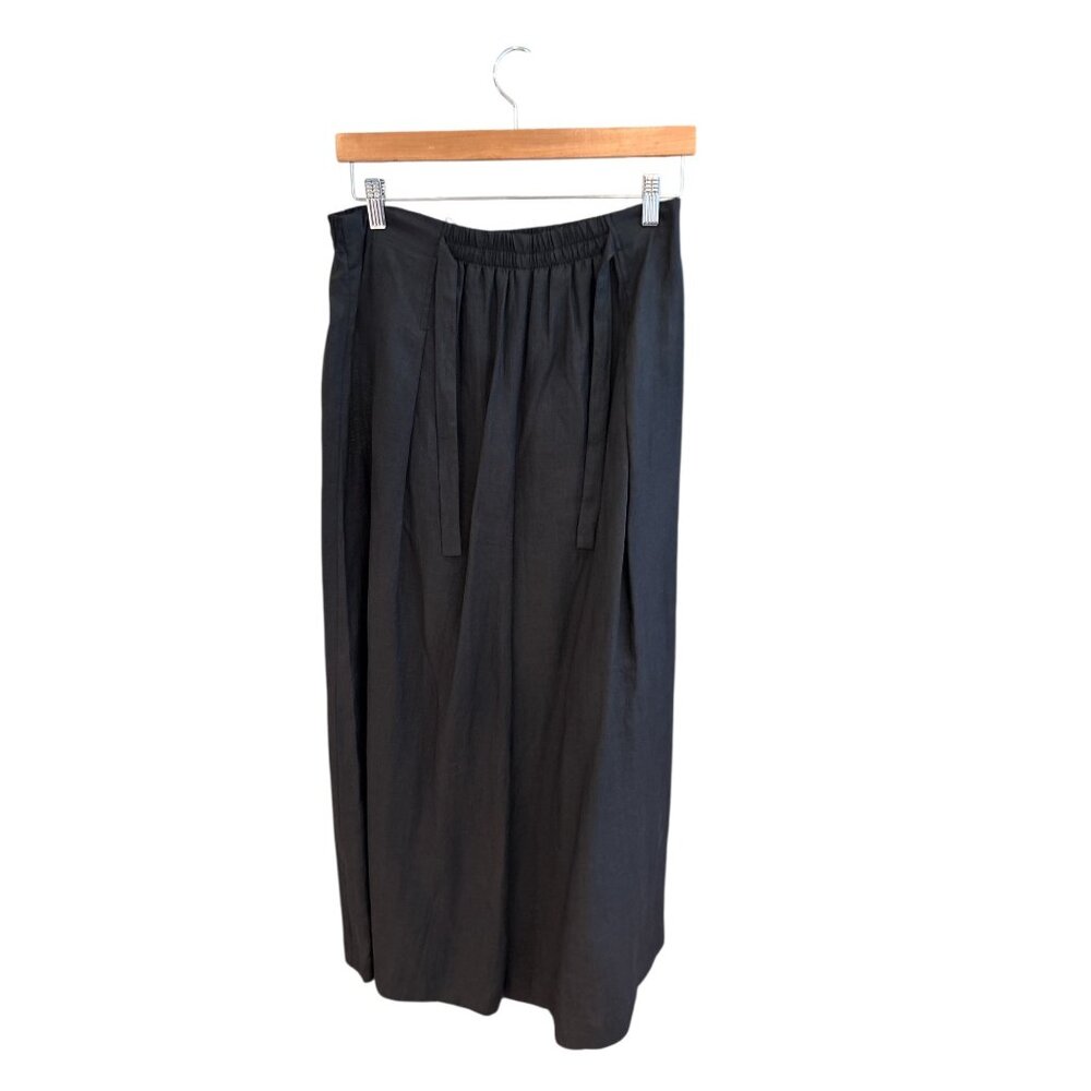 Sue Wong Studio Black Wide-Leg Pants L 100% Ramie Elastic Waistband Made In USA - Picture 3 of 10